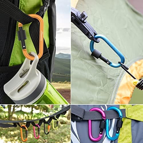 BEEWAY Locking Carabiner, Premium Aluminum Alloy D-Ring Carabiners Key Chain Clip Hook for Camping, Hiking, Traveling, Fishing, Backpack - Image 5