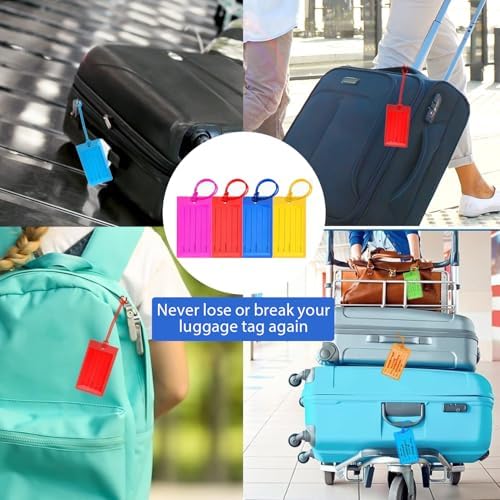 Durable Leather Luggage Tags Set of 4 – Premium Travel Bag ID Labels, Secure Strap, Personalized Name Card Included - Image 5