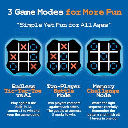 3-in-1 Electronic Tic Tac Toe Toy, Family Travel Game for Kids and Adults, Handheld Game Gift with Silent Mode - Image 4
