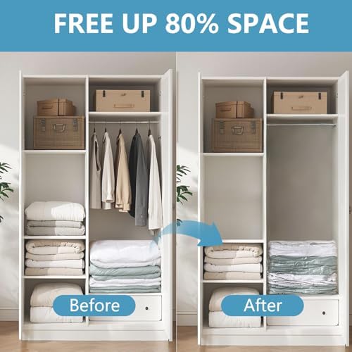Vacuum Storage Bags 10Pcs with Electric Pump| 2XL+2L+2M+4S Space Saver Bags | Reusable Vacuum Bags for Bedding Pillows, Moving and Travel | PA Material | Clothes Storage Bags - Image 4