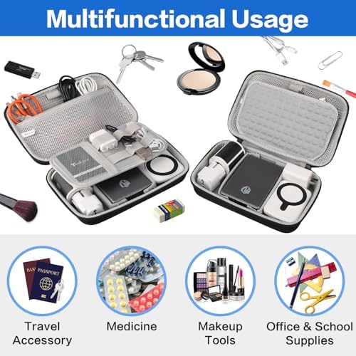 Teskyer Travel Cable Organiser Bag, Hardshell, Waterproof, Better Protection, Large Capacity, Portable, Travel Essentials for Men and Women, 22 x 14 x 6.5 cm, Black - Image 5