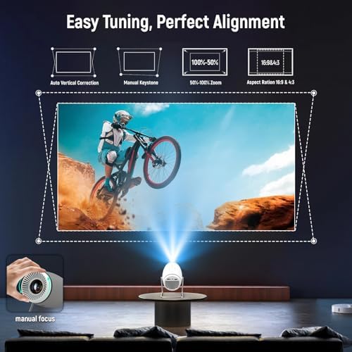 Mini Projector with WiFi 6 and Bluetooth 5.0, Portable Smart Projector 4K 1080P Supported, Auto Keystone Video Projector for Bedroom Home Outdoors (White) - Image 4