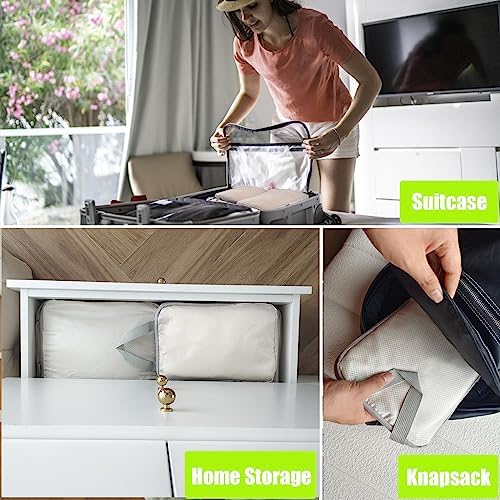 6 Piece Set Compression Packing Cubes For Suitcases Packing Cubes For Travel, With Travel Toiletry Bag and Laundry Bag (Beige) - Image 7