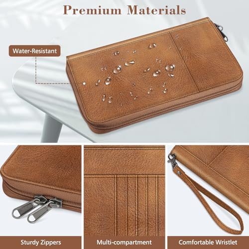 FINTIE Passport Holder Travel Wallet for Family, RFID Blocking Travel Document Organizer Clutch Bag for Passports, Business Cards, Credit Cards, Boarding Passes - Image 6