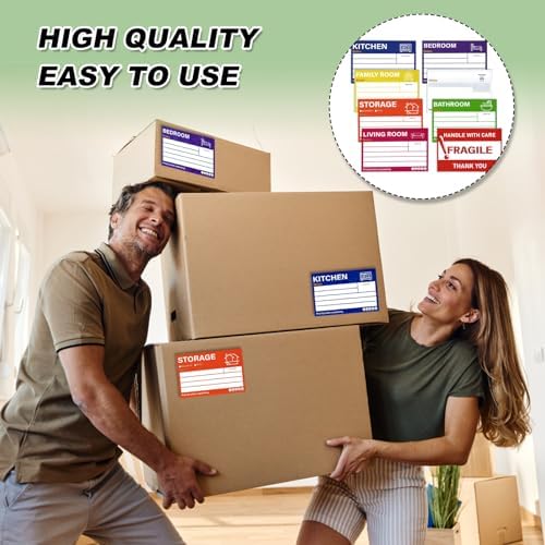 Moving House Stickers for Boxes, 80pcs Large Home Moving Packing Labels Box Stickers Color Coded Fragile Stickers for Packing Boxes - Image 5