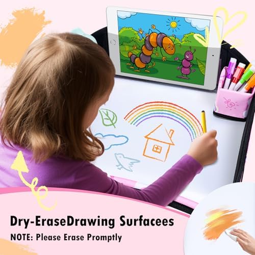 Kids Travel Tray, Travel Tray for Kids Car Seat, Toddler Car Seat Lap Tray, Carseat Tray for Kids Travel, Carseat Table Tray for Kids Travel Activities (Pink) - Image 9