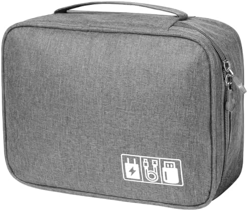 OFFCUP Travel Cable Organiser Bag, Portable Bag Electronics Organizer, Universal Large Capacity Travel Accessories for iPad, Cables, Chargers, Hard Drive, Power Bank, Game Cards (Gray)