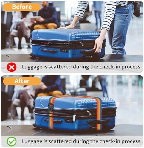 BILIONE 4 Pcs Luggage Straps for Suitcases, Heavy Duty, Adjustable, Premium Accessory for Travel Bag Closure (Rainbow, Orange, Blue) - Image 6