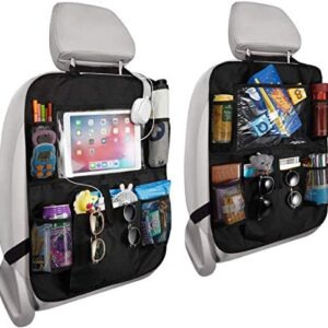 Rightwell Car Seat Organiser 2 Pcs Back Seat Protector for Kids, Car Organiser Back Seat for up to 10" iPad, Kids Back Seat Organiser with 5 Pockets to Storage Toys, Books, Drinks
