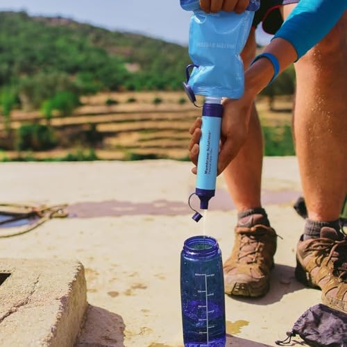 Membrane Solutions Water Filter Straw, 0.1 Micron Personal Water Filter Survival Portable Gear, NSF/ANSI 42&372&401 certificated, for Camping, Hiking, Travel, Emergency Preparedness, Blue, 1 Pack - Image 9