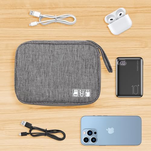 Travel Cable Organiser - Electronics Accessories Organizer, Gadget Bag for Power Bank, Memory Card, Charger, Hard Disk (Grey) - Image 6
