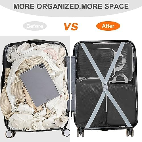 Compression Packing Cubes,4 Set Ultralight Packing Cubes for Carry on Suitcase, Travel Packing Essentials for Suitcase Organizer Bags Set, Durable Travel cubes for Luggage (Set of 4, Black) - Image 6