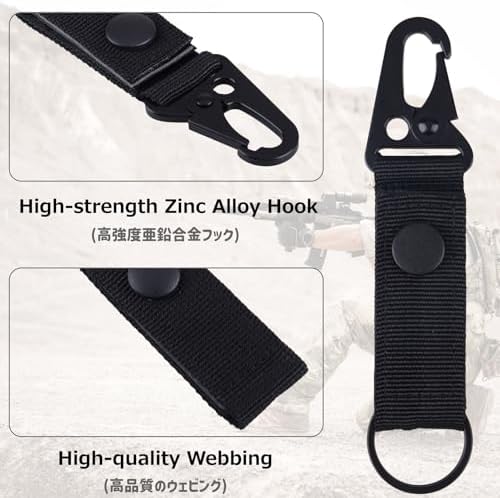 Azarxis Tactical Hanging Belt Webbing Carabiner Buckle Molle Strap Nylon Snap Hook Clip, Keychain Keyholder Ring Tactical Backpack Molle Clip for Climbing Hiking Outdoor - Image 4