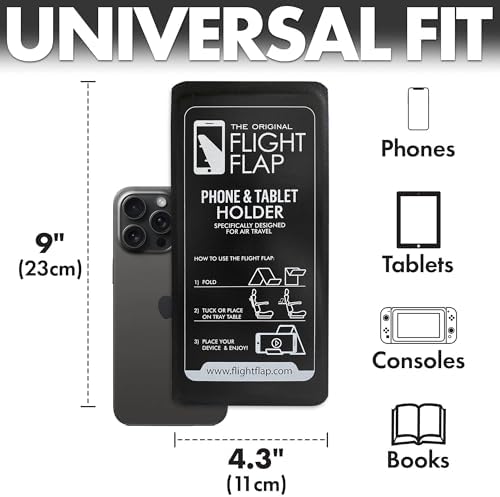 Flight Flap Airplane Phone Holder - Foldable Plane Phone Stand for Travel - Flexible Mobile Stand for Desk & Bed - Flight Mobile Holder Desk - Accessories Travel Essentials For Flying (Black) - Image 5