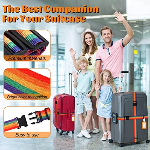 4 Pcs Luggage Straps, Adjustable Personalised Suitcase Straps with 2 Pcs Luggage Tags - Image 4