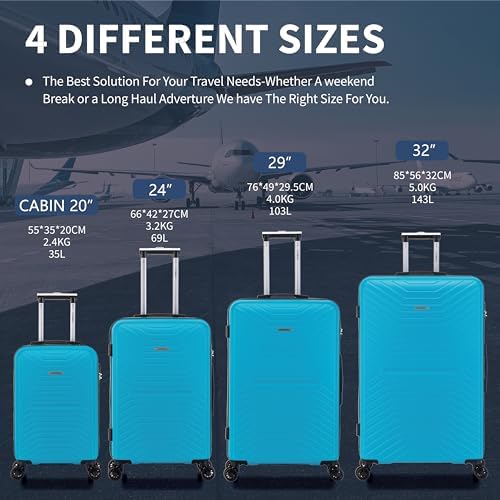 55x35x20 Cabin Suitcase Carry on Suitcase Hard Shell Hand Luggage Cabin Bag Case Approved For Ryanair EasyJet 2 Small Fits 8kg 10kg 35 Litre Capacity + 3 Digit Lock + Telescopic Handle Cabin Luggage - Image 7