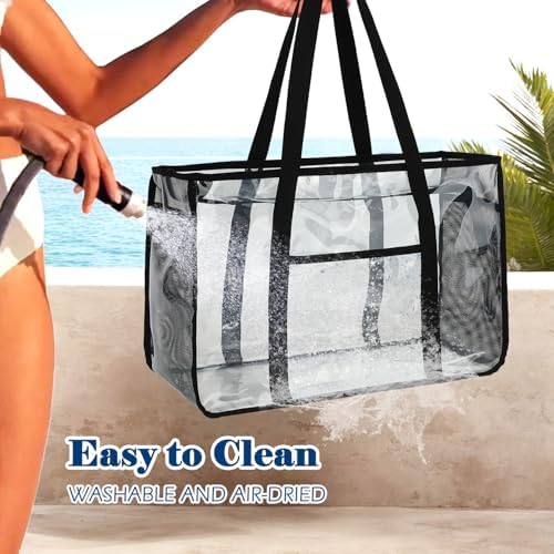 Fammart Mesh Beach Bag, Large Beach Tote with Zipper Pocket for Family Pool Bag for Toys & Vacation Essentials - Image 6