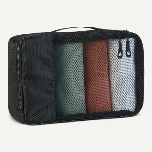 Amazon Essentials 4-Piece Packing Cubes Travel Accessories Set, Luggage Organiser with Double Zip, Mesh Top, Polyester, Small, Black (Previously Amazon Basics) - Image 4