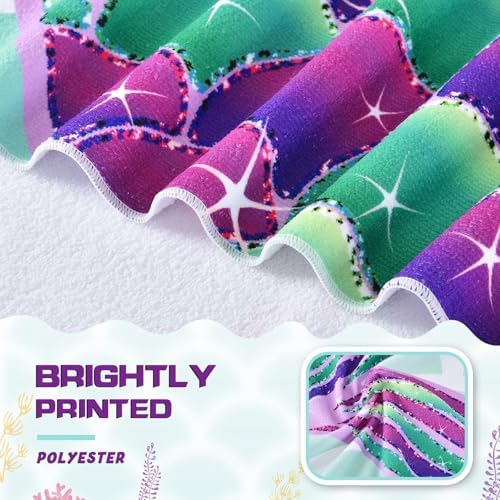 WERNNSAI Beach Towel for Kids, 76 x 150cm Mermaid Microfibre Quick Dry Sand Free Pool Towel for Girls Super Absorbent Bath Pool Camping Holiday Essentials Travel Towels for Summer - Image 3