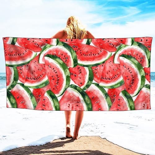 YISUMEI Watermelon Beach Towels for Adults Extra Large 180 x 90 cm, Fruit Pattern Print Microfibre Quick Dry Towel for Travel Swimming Camping Sports - Image 2