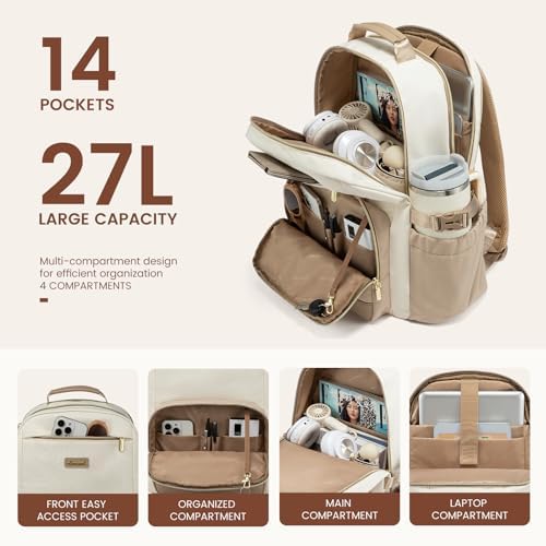 LOVEVOOK Laptop Backpack for Women with Pouch Pocket for Large Capacity Cup,15.6 Inch Backpack Womens Travel Backpack, Waterproof Laptop Computer Bag for Work Business Backpack College Teacher - Image 3
