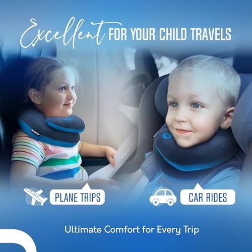 BCOZZY Kids Chin Supporting Travel Pillow for Ages 3–7- Patented Soft Neck Pillow for Head and Chin Support in Car Seat and Airplane. Comfortable Travel Essential. Small Size, Bag, Gray - Image 4
