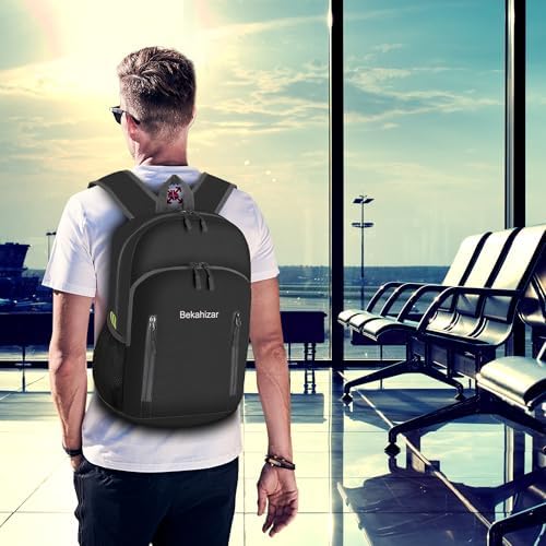 20L Ultra Lightweight Backpack Foldable Hiking Daypack Rucksack Water Resistant Travel Day Bag for Men Women Kids Outdoor Camping Mountaineering Walking Cycling Climbing (Black) - Image 6
