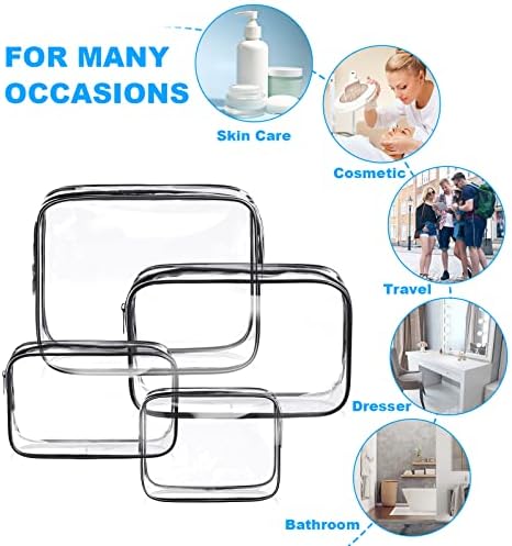 Aucuu 4-Pack Clear Wash & Makeup Bags TSA Approved Makeup Bags, PVC Waterproof Travel Wash Bags for Family, Men, Women (Largea, Medium, Small, Minimum) - Image 5