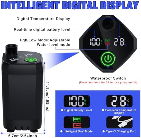 Spopal Portable Shower for Camping, 6000mAh Rechargeable Camping Shower Pump with Intelligent LED Display, 4 Spray Modes, IPX7 Waterproof Outdoor Shower Kit for Hiking, Travel, Car, Pet - Image 4