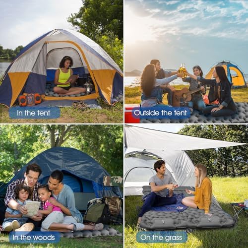 HiiPeak Camping Sleeping Pad, Ultralight Camping Mat with Pillow Built-in Foot Pump Inflatable Sleeping Pads Compact for Backpacking Hiking Traveling Tent (Gray) - Image 6