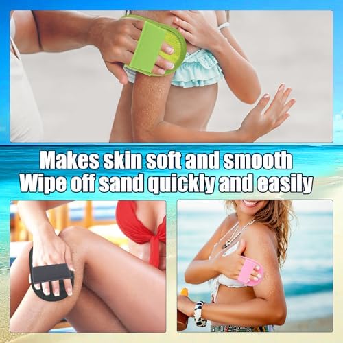 Gosknor 4pcs Sand Remover for Beach, Soft Cleaner Mitts Skin-Friendly Sand Wipe Off Remover Bag with Zipper Seaside Vacation Essentials Ideal for Beach Volleyball Sandboxes Activities - Image 7