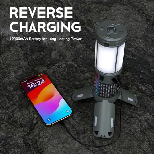 Telescopic Folding Camping Lantern with 12000mAh Battery, IPX5 Waterproof LED Light, Magnetic Base, Rechargeable Flashlight for Outdoor Adventure, Hiking, Emergency and Camping - Image 4