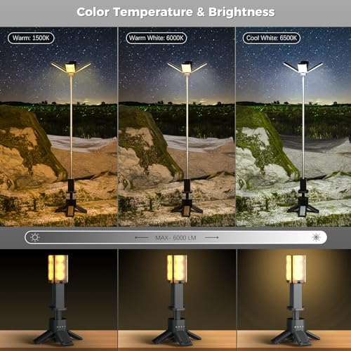 Telescopic Camping Lights Rechargeable 14000 mAh Led Multifunction Magnetic Lanterns Job Site Lighting Cordless Dimmable Camping Tent Lamp Portable Power Supply 6000LM IPX5 Waterproof - Image 3