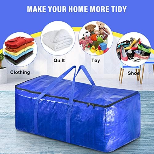 85L Large Bags for Moving House - 6 Pack, Packing Bags for Moving House Essentials with Zips, Waterproof Storage Bags for Home Solid&Reusable (Blue) - Image 7