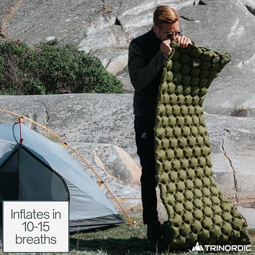 TRINORDIC Ultralight Inflatable Camping Mat - With Integrated Pillow – Lightweight (0.55kg) and Compact Outdoor Sleeping Mat for Hiking and Bikepacking - Image 9