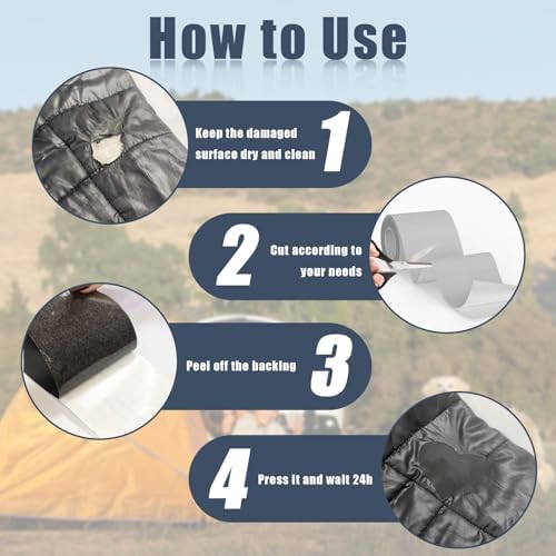 Nylon Repair Patches Nylon Repair Tape Nylon Fabric Patch Self Adhesive Outdoor Camping Gear Nylon Repair Kit for Tent, Umbrella, Down Jackets, Sleeping Bag, Knapsack - Image 7