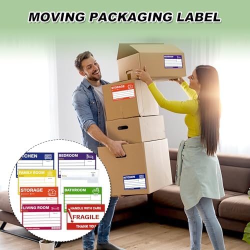 Moving House Stickers for Boxes, 80pcs Large Home Moving Packing Labels Box Stickers Color Coded Fragile Stickers for Packing Boxes - Image 7