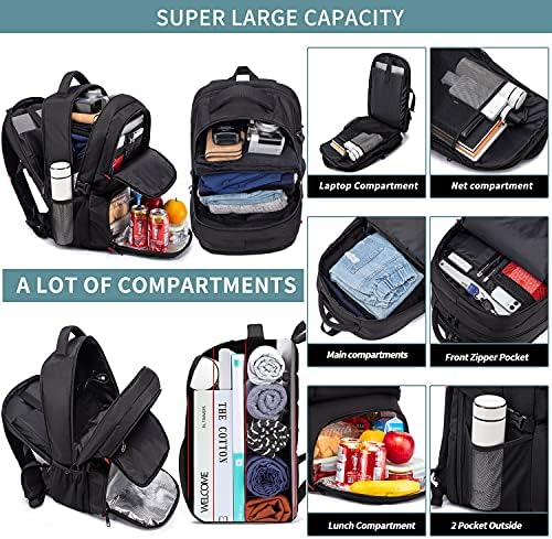 Extra Large 50L Travel Laptop Backpack for Men,Lunch Backpack 17 Inch Anti-Theft Business Work Bag with USB Charging Port,Water Resistant Big Computer Rucksack for Men Women College School Gift Grey - Image 2