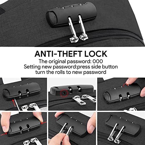 VSNOON Anti-Theft Laptop Backpack, 15.6-17.3 inch Business Laptop Rucksack Bag with USB Charging Port & Lock, Water Resistant Travel Backpack Computer Bag for Women Men, Black - Image 6