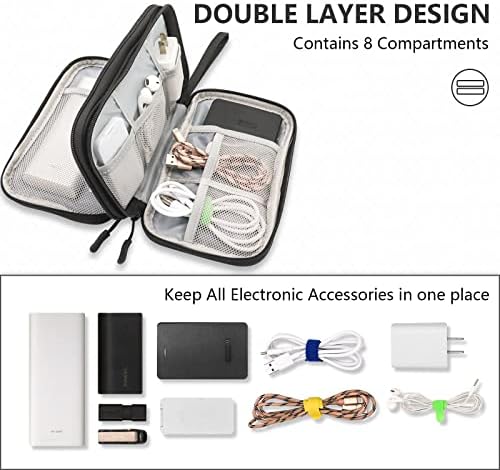 Teskyer Electronics Accessories Organiser Bag, Waterproof Cable Organiser Bag, Travel Gadget Bag, Holiday Essentials for Men Women, 8.5 x 5 Inch, Black - Image 3