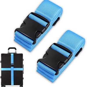 Luggage Suitcase Straps Set, Travel Accessories Thickened Luggage Belt with Quick Release Buckle, Adjustable Black Travel Luggage Straps for Suitcase Baggage (Blue, 2 PCS Set)