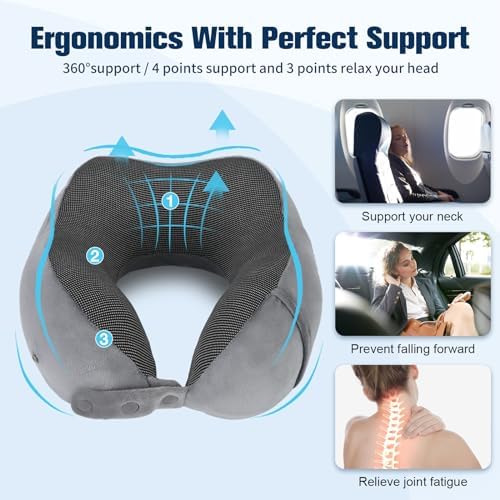 Cirorld Travel Pillow for Airplane, Neck Pillow for Travel, Memory Foam Travel Neck Pillow for Adults, Adjustable & Compact Flight Pillow, Ergonomic Neck Cushion, With Ear Plugs, Eye Mask, Carry Bag - Image 8