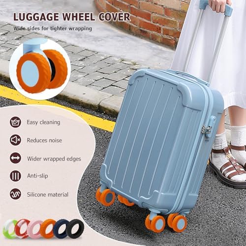 Luggage Wheel Covers, Anti Dust & Scratch, For 2-2.4" Wheels - Orange | Luggage Compartment Wheel Protection Cover 8-Pack, Noise Reducing Suitcase Wheel Protector, For Most Carry on/Travel Bags - Image 3