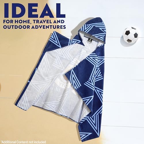 Get Trend Manchester City FC Hooded Towels for Boys, Cotton Bath & Beach Towel Poncho, Soft & Absorbent Hooded Kids Shower Swimming Wrap & Changing Robe, Travel & Holiday Essentials (Navy Man City) - Image 5