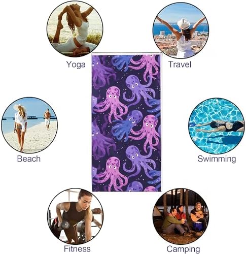 YISUMEI Purple Octopus Beach Towels for Adults Extra Large 180 x 90 cm, Microfibre Quick Dry Towel for Travel Swimming Camping Sports - Image 5