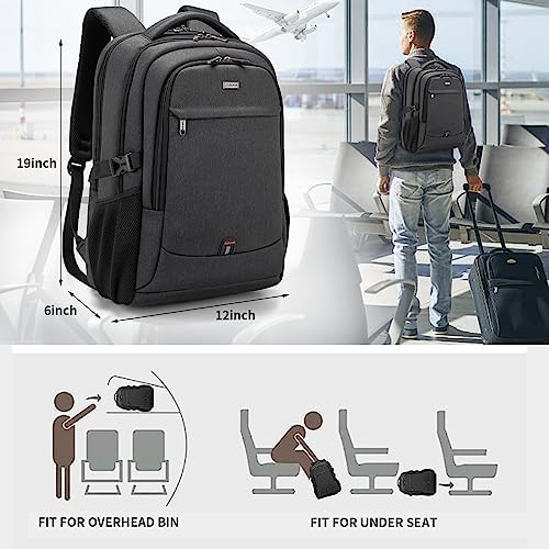 DUSLANG Travel Laptop Backpack, Work Bag Laptop Bag with USB Charging Port, Anti Theft Business Backpack, College School Rucksack for Men and Women, Fits 17 Inch, Black - Image 8