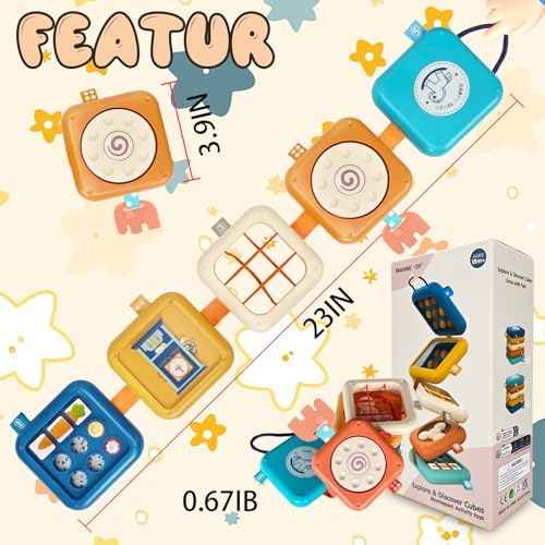 weirtoya Busy Board for 1 Year Old,Montessori Toys for 1 2 3 Year Old Boy Girl Birthday Gifts,8 in1 Toddler Toys Travel Activities Busy Cube,My First Montessori Busy Board (Blue) - Image 5