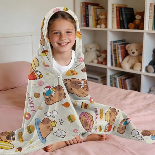 Capybara Hooded Towels for Kids 127x76cm Poncho Towels for Kids Boys Teens Beach Towel for Swimming Pool Cute Capybara Wearable Bath Towel - Image 7