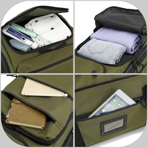 Large Foldable Duffle Bag with Wheels 85-100L Expandable Wheeled Holdall Extra Large Travel Rolling Duffel Bags for Men Women Collapsible Big Soft Luggage Camping, Green - Image 3