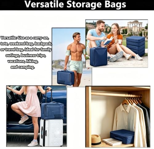 6 PCS Large Packing Cubes, Lightweight Luggage Packing Organizers Cubes | Same size 40x30x12cm Suitcase organiser bags | Double zip | Lightweight breathable material | Ideal for trave & home - Navy - Image 8
